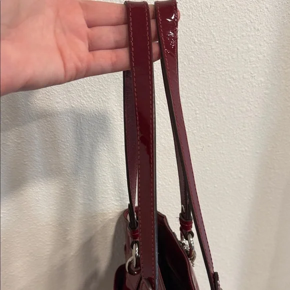 Coach Deep Red Patent Leather Shoulder Bag - Picture 9 of 10